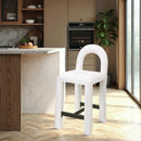  Color_Cream -- Amari Cream Chenille Fabric Upholstered Counter Stool IMAGE 2