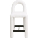 Meridian Amari Cream Chenille Fabric Stool IMAGE 3