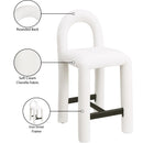  Color_Cream -- Amari Cream Chenille Fabric Upholstered Counter Stool IMAGE 9