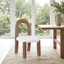  Color_Brown -- Amari Brown Vegan Leather And Boucle Fabric Upholstered Dining Chair IMAGE 2