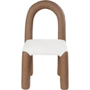 Color_Brown -- Amari Brown Vegan Leather And Boucle Fabric Upholstered Dining Chair IMAGE 3