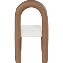  Color_Brown -- Amari Brown Vegan Leather And Boucle Fabric Upholstered Dining Chair IMAGE 5