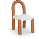  Color_Cognac -- Amari Cognac Vegan Leather And Boucle Fabric Upholstered Dining Chair IMAGE 1