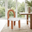 Meridian Amari Cognac Vegan Leather and Boucle Fabric Dining Chair IMAGE 2