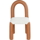 Color_Cognac -- Amari Cognac Vegan Leather And Boucle Fabric Upholstered Dining Chair IMAGE 3