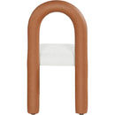  Color_Cognac -- Amari Cognac Vegan Leather And Boucle Fabric Upholstered Dining Chair IMAGE 5