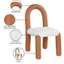  Color_Cognac -- Amari Cognac Vegan Leather And Boucle Fabric Upholstered Dining Chair IMAGE 9