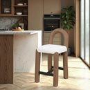  Color_Brown -- Amari Brown Vegan Leather And Boucle Fabric Upholstered Counter Stool IMAGE 2