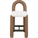  Color_Brown -- Amari Brown Vegan Leather And Boucle Fabric Upholstered Counter Stool IMAGE 3