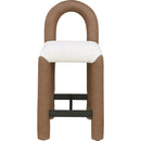 Meridian Amari Brown Vegan Leather and Boucle Fabric Stool IMAGE 3