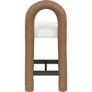 Meridian Amari Brown Vegan Leather and Boucle Fabric Stool IMAGE 5