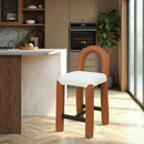  Color_Cognac -- Amari Cognac Vegan Leather And Boucle Fabric Upholstered Counter Stool IMAGE 2