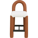  Color_Cognac -- Amari Cognac Vegan Leather And Boucle Fabric Upholstered Counter Stool IMAGE 3