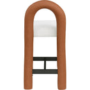  Color_Cognac -- Amari Cognac Vegan Leather And Boucle Fabric Upholstered Counter Stool IMAGE 5