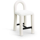 Meridian Amari Cream Vegan Leather and Boucle Fabric Stool IMAGE 1