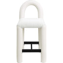 Meridian Amari Cream Vegan Leather and Boucle Fabric Stool IMAGE 3