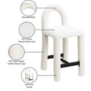  Color_Cream -- Amari Cream Vegan Leather And Boucle Fabric Upholstered Counter Stool IMAGE 9