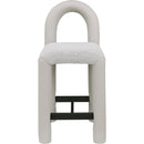  Color_Taupe -- Amari Taupe Vegan Leather And Boucle Fabric Upholstered Counter Stool IMAGE 3