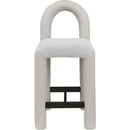 Meridian Amari Taupe Vegan Leather and Boucle Fabric Stool IMAGE 3
