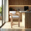  Color_Cream -- Sacha Cream Linen Textured Fabric Upholstered Counter Stool IMAGE 2