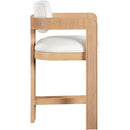  Color_Cream -- Sacha Cream Linen Textured Fabric Upholstered Counter Stool IMAGE 4