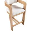  Color_Cream -- Sacha Cream Linen Textured Fabric Upholstered Counter Stool IMAGE 7