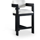  Color_Cream -- Sacha Cream Linen Textured Fabric Upholstered Counter Stool IMAGE 1