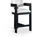 Meridian Sacha Cream Linen Textured Fabric Stool IMAGE 1