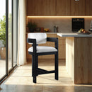  Color_Cream -- Sacha Cream Linen Textured Fabric Upholstered Counter Stool IMAGE 2