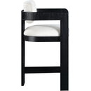  Color_Cream -- Sacha Cream Linen Textured Fabric Upholstered Counter Stool IMAGE 4