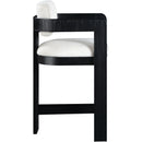 Meridian Sacha Cream Linen Textured Fabric Stool IMAGE 4