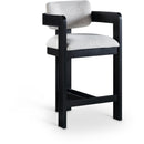 Meridian Sacha Grey Linen Textured Fabric Stool IMAGE 1