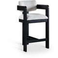  Color_Grey -- Sacha Grey Linen Textured Fabric Upholstered Counter Stool IMAGE 1