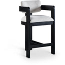  Color_Grey -- Sacha Grey Linen Textured Fabric Upholstered Counter Stool IMAGE 1