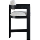 Meridian Sacha Grey Linen Textured Fabric Stool IMAGE 4