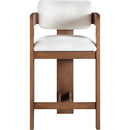  Color_Cream -- Sacha Cream Linen Textured Fabric Upholstered Counter Stool IMAGE 3