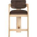  Color_Brown -- Sacha Brown Velvet Upholstered Counter Stool IMAGE 3