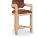  Color_Cognac -- Sacha Cognac Velvet Upholstered Counter Stool IMAGE 1