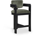  Color_Green -- Sacha Green Velvet Upholstered Counter Stool IMAGE 1