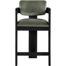 Color_Green -- Sacha Green Velvet Upholstered Counter Stool IMAGE 3