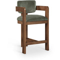  Color_Green -- Sacha Green Velvet Upholstered Counter Stool IMAGE 1