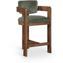  Color_Green -- Sacha Green Velvet Upholstered Counter Stool IMAGE 1