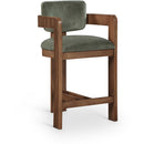 Meridian Sacha Green Velvet Stool IMAGE 1