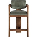  Color_Green -- Sacha Green Velvet Upholstered Counter Stool IMAGE 3