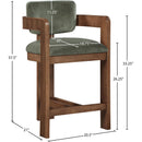  Color_Green -- Sacha Green Velvet Upholstered Counter Stool IMAGE 8