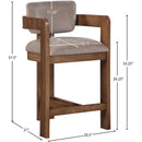  Color_Taupe -- Sacha Taupe Velvet Upholstered Counter Stool IMAGE 8