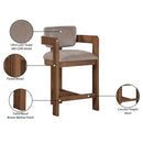  Color_Taupe -- Sacha Taupe Velvet Upholstered Counter Stool IMAGE 9
