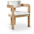 Meridian Sacha Cream Linen Textured Fabric Dining Chair IMAGE 1