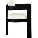  Color_Cream -- Sacha Cream Linen Textured Fabric Upholstered Dining Chair IMAGE 4