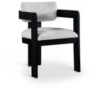  Color_Grey -- Sacha Grey Linen Textured Fabric Upholstered Dining Chair IMAGE 1